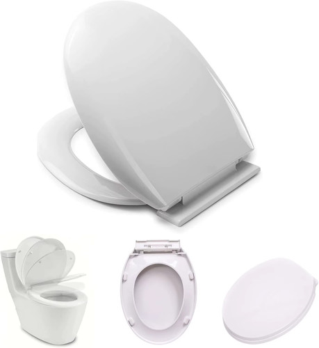 White elongated toilet seat - white,