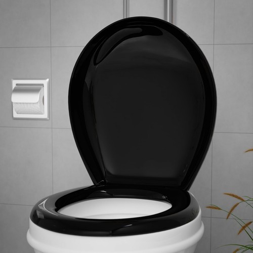 Black round toilet seat - toilet,